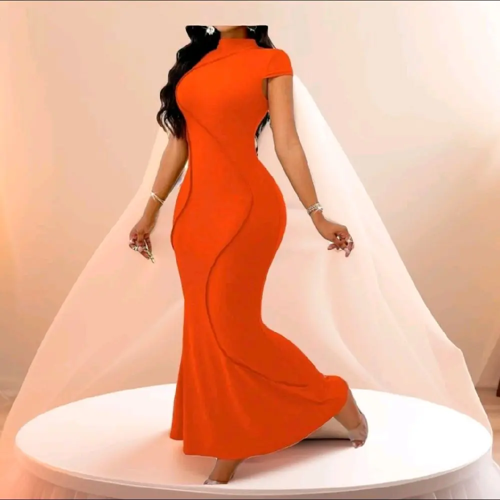 Sculpted Elegance Fishtail Dress - Women's Casual Elegant Design in Orange  for Versatile Wear - Womenswear - TikTok Shop
