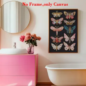 1 PC, wall art, vintage poster, minimalist insect art print, Unique Artwork, colorful butterfly canvas painting, unique and creative wall aesthetic decoration, perfect decoration for living room and bedroom, frameless, Unframed