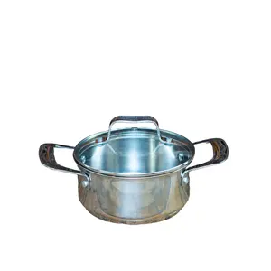 Davyline Cookware Stainless Steel 3-Layer Base 1.5 QT Pot with Tampered Glass Lid and Handles