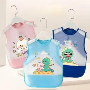 Cartoon Sleeveless Waterproof Feeding Bib, Reusable No-Wash Eating Apron, Mealtime Protection Saliva Towel Coverall