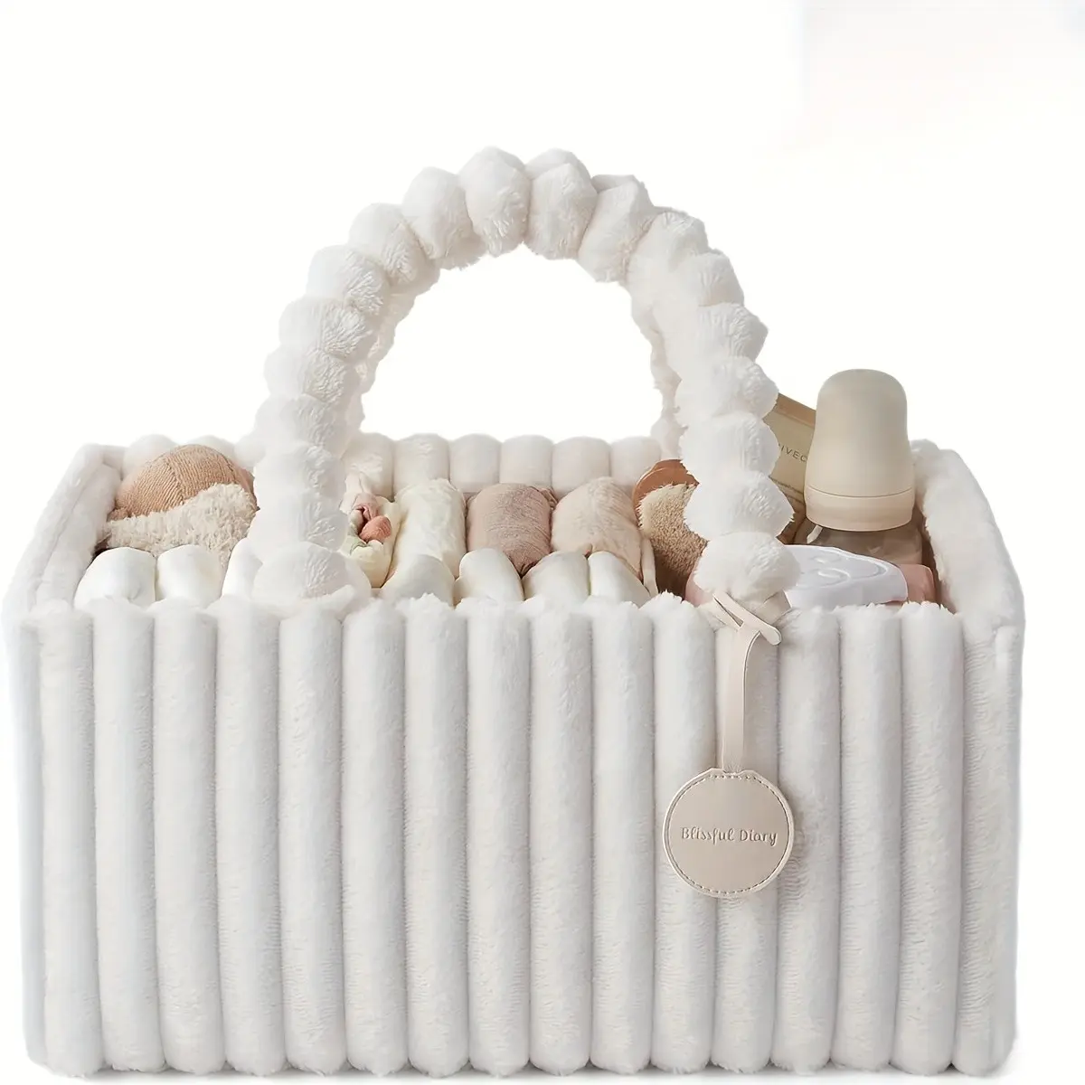 Flannel Diaper Storage Box with Gift Packaging, Comfortable Baby Care Basket, Infant Shower Gift, Newborn Essentials, Diaper Organizer