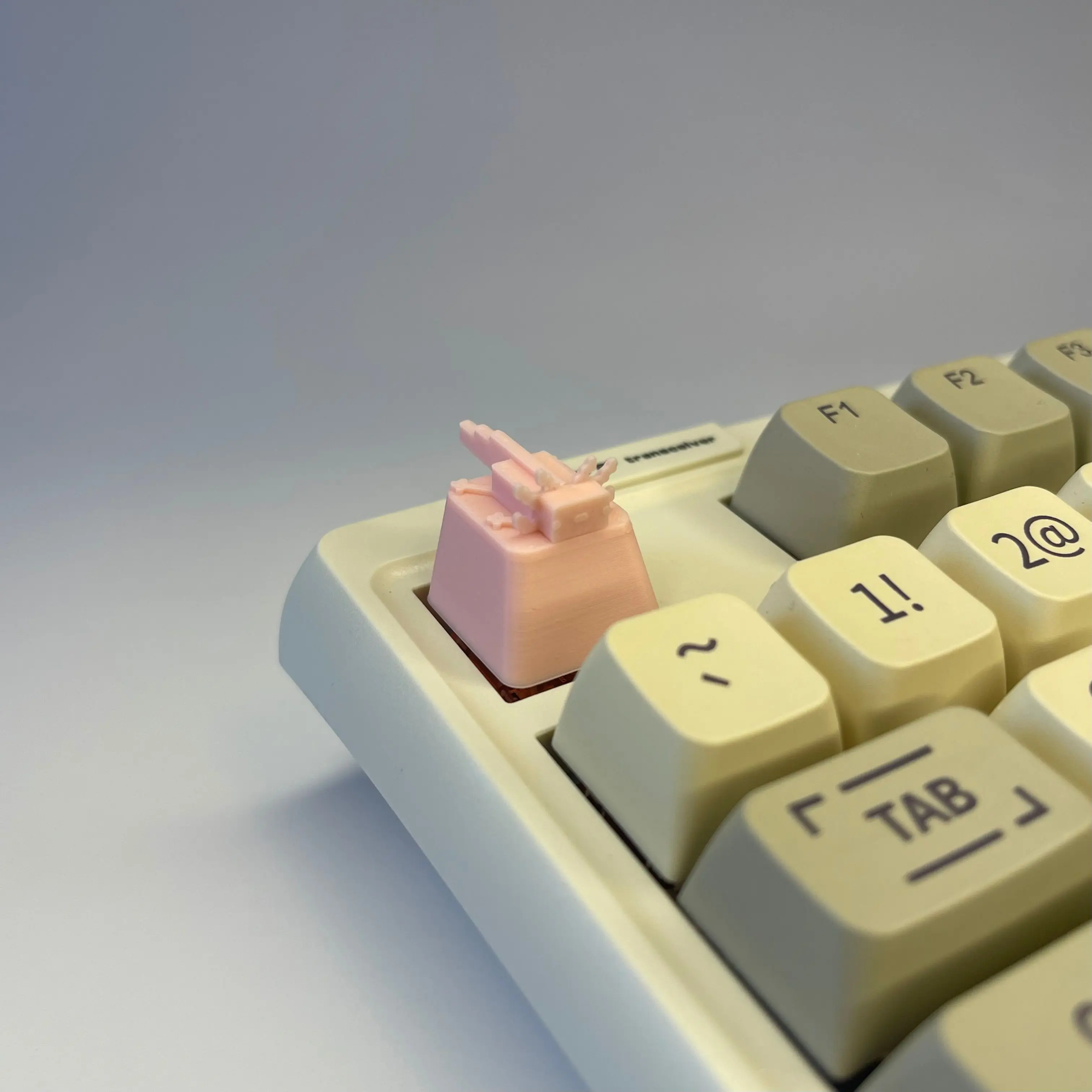 Axolotl Keycap - Keycap with mini axolotl on top of it