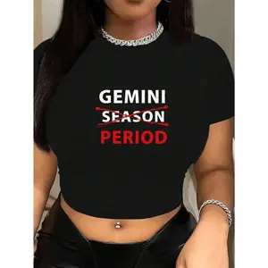 Casual Style Crop Top Gemini Season Period Graphic Print Summer Wear