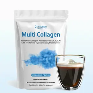 DENGENIQ Multi Collagen Peptides Powder 9000mg Type I, II, III, V & X with Multivitamin A C D E & B Complex Hyaluronic Acid Niacin - Skin Nail & Hair Care - Beauty Supplement Women's Protein Edible Dietary Healthcare Fitness
