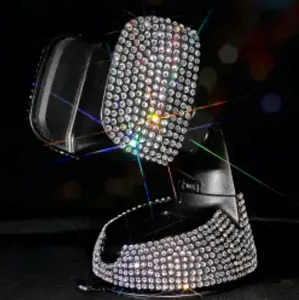 silver rhinestone 3m stick dashboard mount hands free phone holder