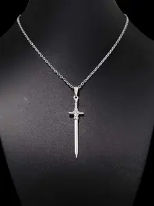 Stainless Steel Vintage Sword Pendant Necklace for Women, Unique Gift Jewelry, Goth Cross, Gothic Cross, Lightweight Elegant Design, All Seasons Wear