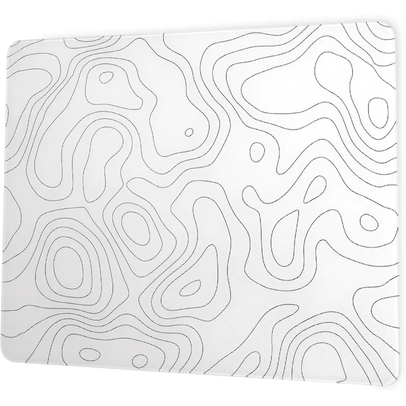 Glass Mousepad for Gaming, White Topographic Hard Gaming  pad, Professional Large  Mat 410mm*310mm, Special Glass Surface with Improved Precision and Speed