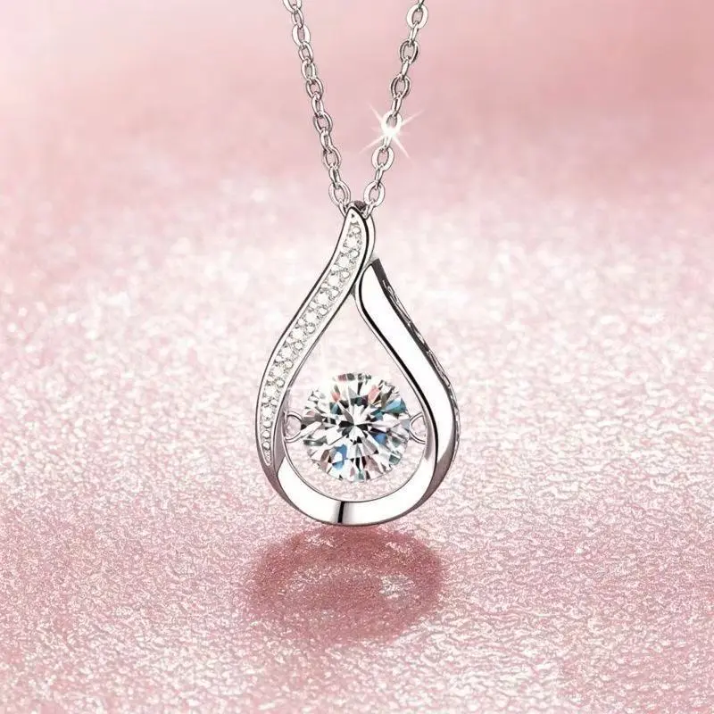 Teardrop-Shaped Diamond Pendant, Elegant Costume Jewelry Necklace for Daily Wear wife