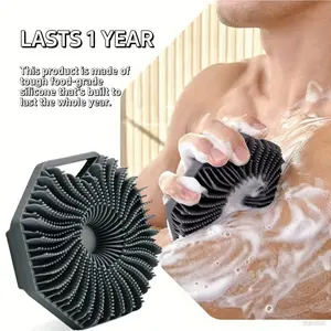 S Brand Black PVC Hexagonal Bath Brush for Scrubbing Massaging & Cleaning Personal Care Tool Durable Food-Grade Silicone Lasts 1 Year Cleaning Personal Personal Cleaning