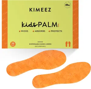 KIMEEZ kidsPALM Disposable Insole Liner for Sweaty Feet Pre-Cut No Show Sock Insert for Kids No Slip, Seamless, No Stink, Barefoot Shoe Insert Ultra Thin Shoe Insole 20 Pairs Footwear Comfort