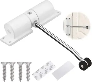 Automatic Door Closer, Zinc Alloy Safety Spring Door Closer Adjustable 30 Kg Closing Door Hinge (White) DIYTOLLSTORE