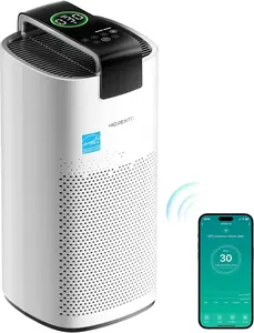 MORENTO 7566 Large Air Purifier, Handheld Home Air Purifier, Suitable for large family rooms up to 2050 square feet, equipped with PM 2.5 air quality sensor, smart WiFi and sleep mode, HEPA filter to filter particles in the air,