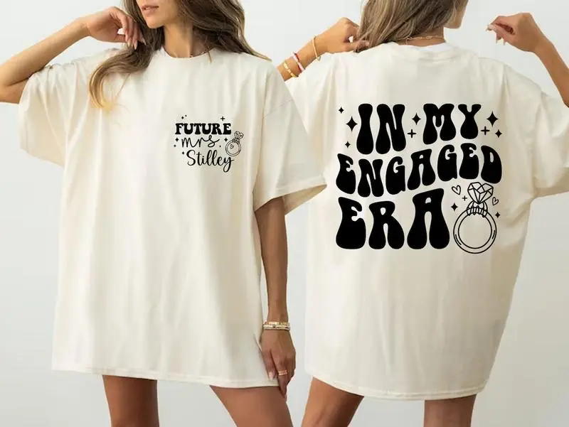 In My Engaged Era Shirt, Fiancé Shirt, Custom Future Mrs. Shirt, Engagement Gift for Her, Bridal Shower Gift T-Shirt Unisex Classic Collar