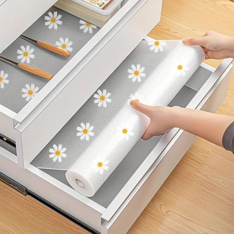Daisy Pattern Non-Slip Mat, Anti-Slip Multi-Purpose Kitchen Mat, Easy Clean PVC Material, Countertop Protection, Decorative Mat