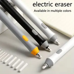 Electric Eraser, with Two Diameter Replacement Heads and 22 Replacement Rubber Cores, No Batteries Included, Can Be Used for Sketching, Drawing, School Student Office Stationery Supplies