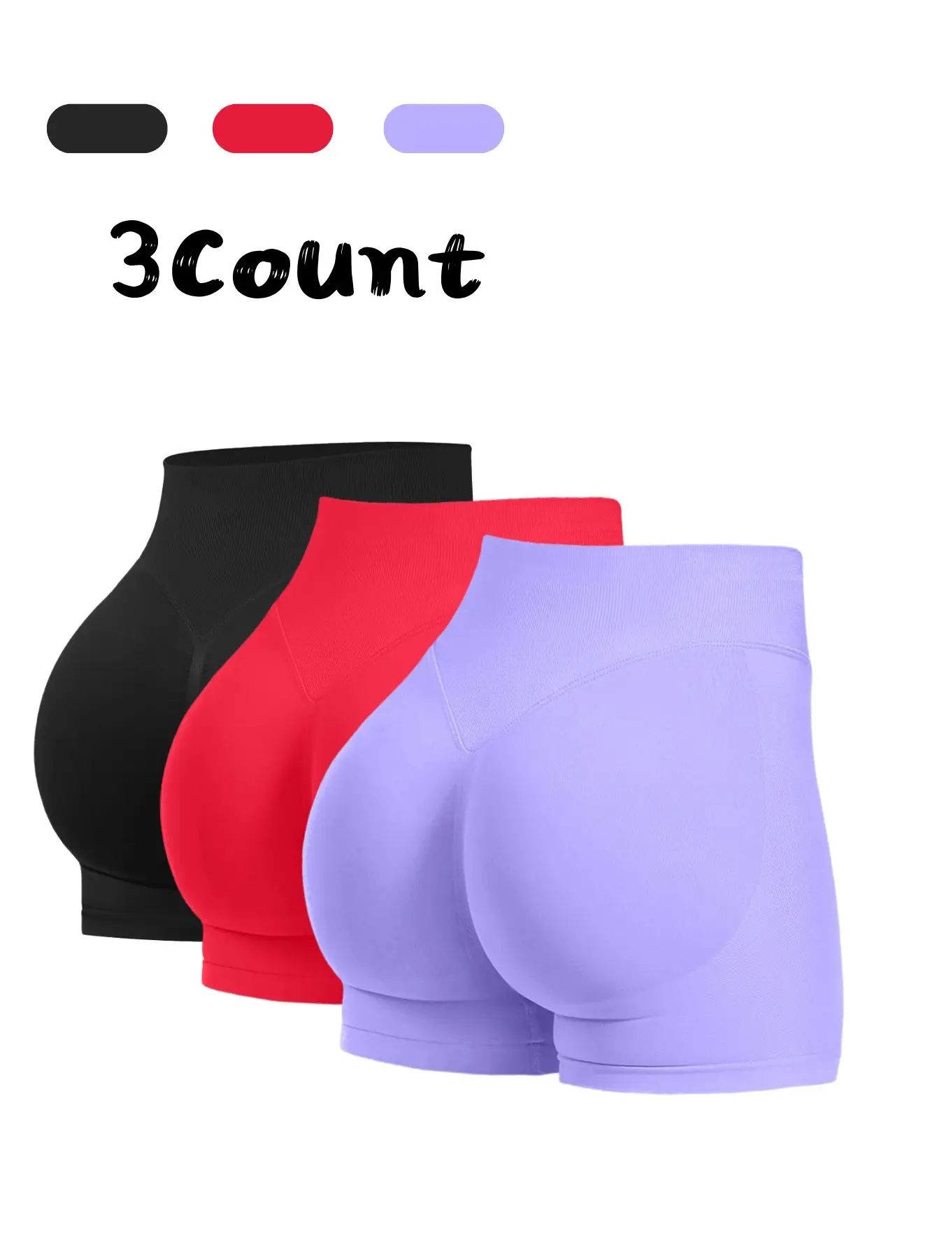 3 Pack Seamless High Waist Yoga Shorts - Tummy Control & Butt Lifting Compression Sports Shorts, Yoga Biker Shorts, Athletic Compression Shorts, High Waisted Shorts