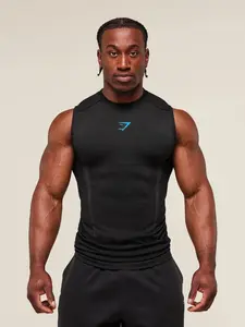 Men's Gym Vest Top Casual Breathable Tight Fit Running Training Short Sleeve Muscle Shirt, Slim-Fitting Workout Wear, Sports Vests