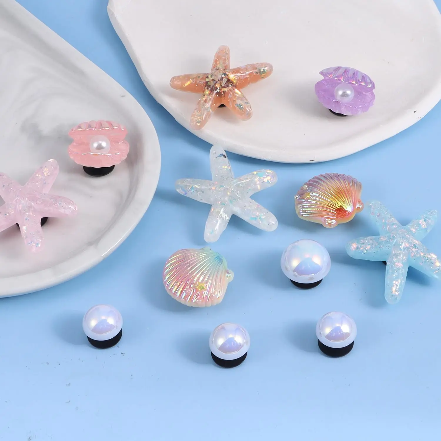 h-7 Summer Beach Theme Set: This shoe charm set features starfish, seashells and pearl accents, capturing a fresh beach vibe to personalize your Bling Shoe Charms for Women, Shoe Charms for Sneakers, Sandal Sneaker Shoe Sharms, Shoe Decoration Charms h-7 Summer Beach Theme Set: This shoe charm set features starfish, seashells and pearl accents, capturing a fresh beach vibe to personalize your Bling Shoe Charms for Women, Shoe Charms for Sneakers, Sandal Sneaker Shoe Sharms, Shoe Decoration Charms