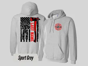 Custom Last Name Firefighter Hoodie: Heavyweight Fire Department Gift
