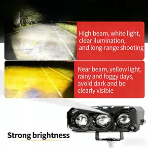 Motorcycle LED Spotlight Dual-Color Hi/Low Beam Fog Lamps, Mini Lens Headlight Driving Light for Cars, Trucks, SUVs and UTVs, Motorcycle LED Lights (12-36V), Led Front Lights