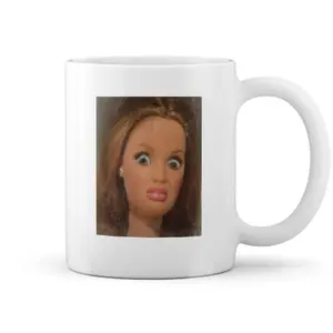 Funny Disgusted Barbie Face Mug - Ceramic Coffee Mug - Stylish Coffee Mugs - Hilarious Coffee Cup Gift for Mom, Dad, Coworker or Friend