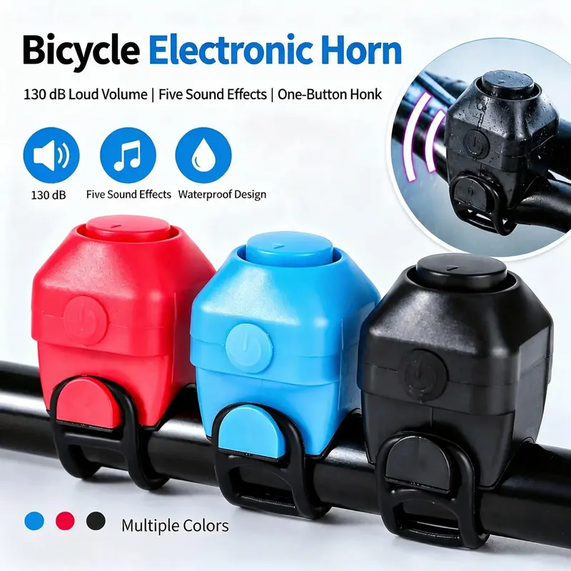 Electric Bike Bell, 130dB Bike Bell Horn Low-Power Bike Ring Bell for Mountain Bike Road Bike