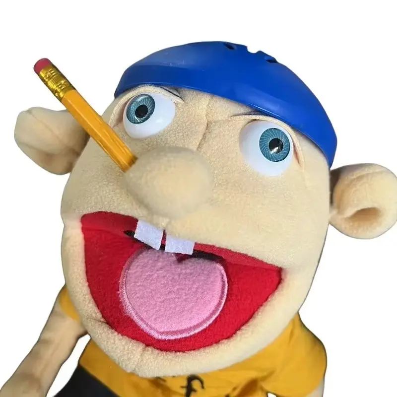 60cm Jeffy Hand Puppet Plush Jeff Mischievous Funny Puppets Toy with Working Mouth Educational Baby Toys Cospaly Plush Doll