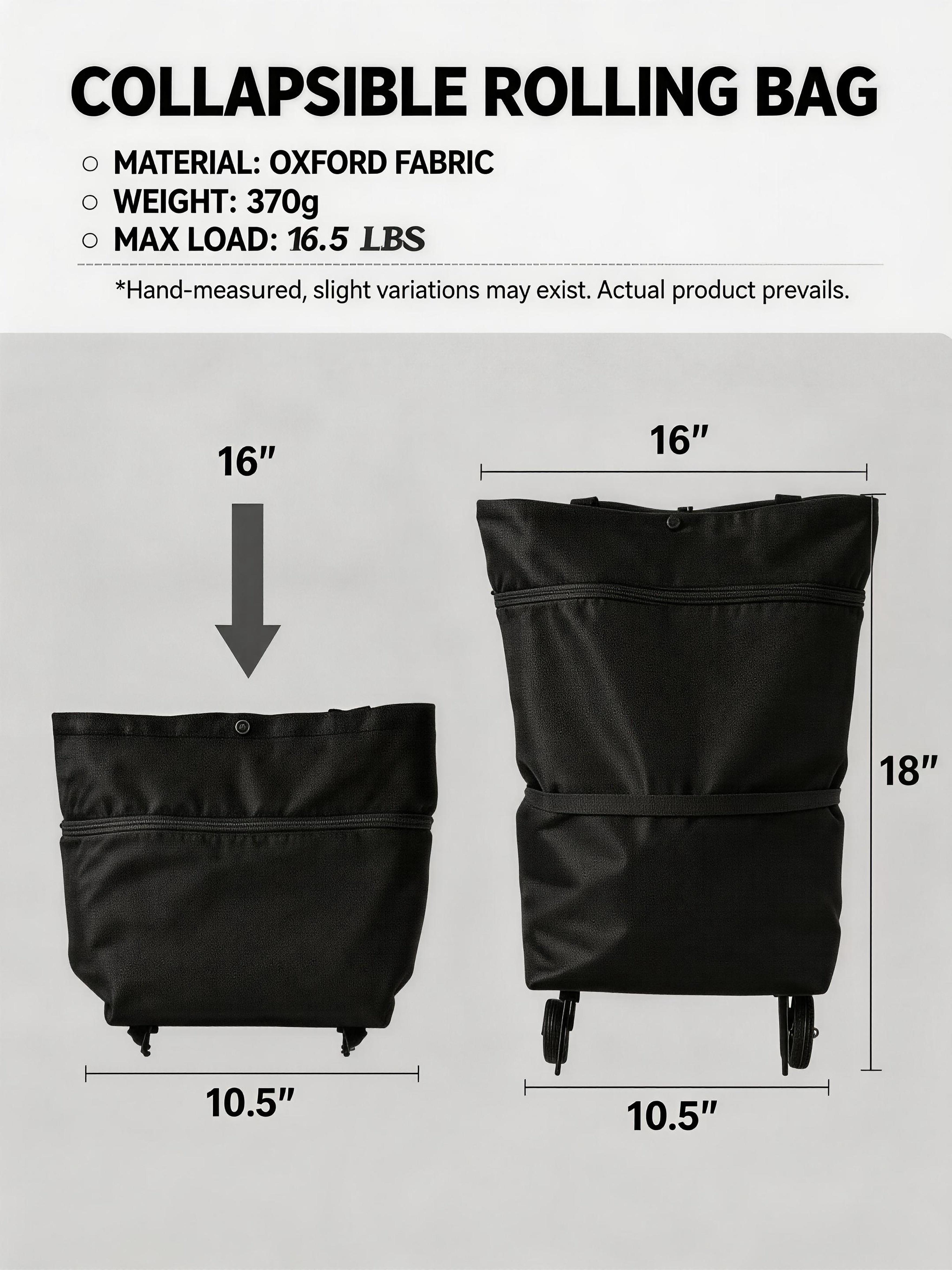 Foldable Shopping Bag with Wheel, 1 CountPortable Collapsible Large Capacity ShoppingBag, Retractable Shopping Bag with Wheel,Foldable Shopping Cart,Shoulder bag,Home Organizer for DailyUse, Grocery Bag Carrier,Picking Up Packages