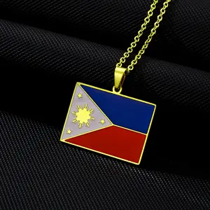 Philippine flag pendant necklace Unisex Couple jewelry Ethnic accessories Vintage jewelry Creative map necklace