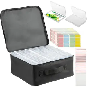 24 Slot Seed Storage Organizer Box with Dual Zipper Bag, Garden Seed Organize Sealed Bags and 160 Pcs Label Stickers Saving Container Keeper Set for Garden Vegetable Flower Plants