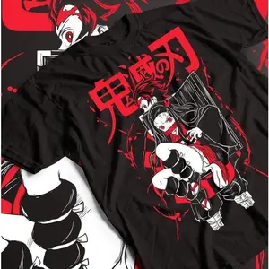 Tanjiro Nezuko T-Shirt Demon Slayer Kimetsu No Yaiba Manga Horror Shirt All Size Menswear Top Underwear Tshirt, anime clothing Cotton Classic Streetwear