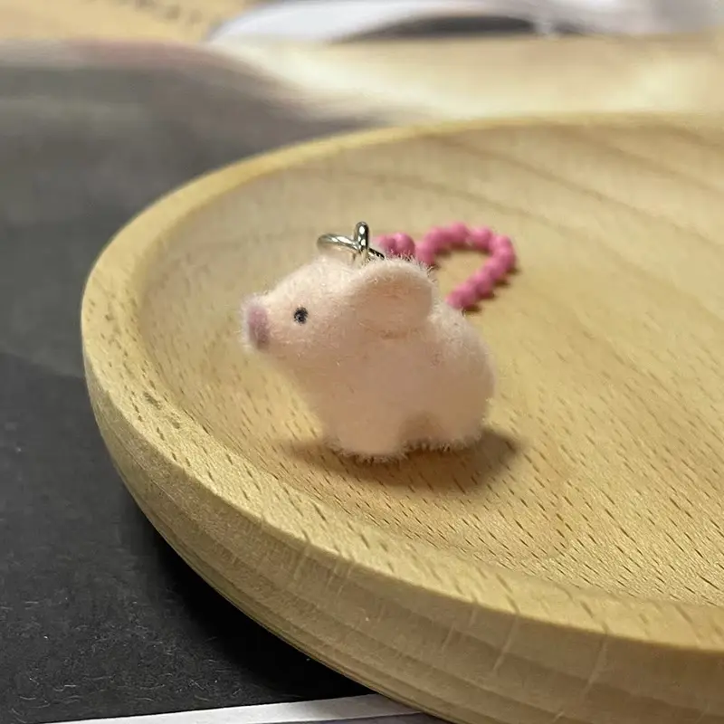 JEWEL-4U - Fluffy Cute Pink Pig Keychains Sheep Capybara Otter Resin Mini 3D Animal Key Ring Holder Bag Charms Car Pendants Gift