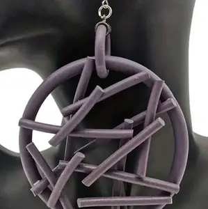PURPLE...Lightweight Rubber Tubing Fashion Earrings - Flexible and Comfortable, Available in Various Styles and Colors