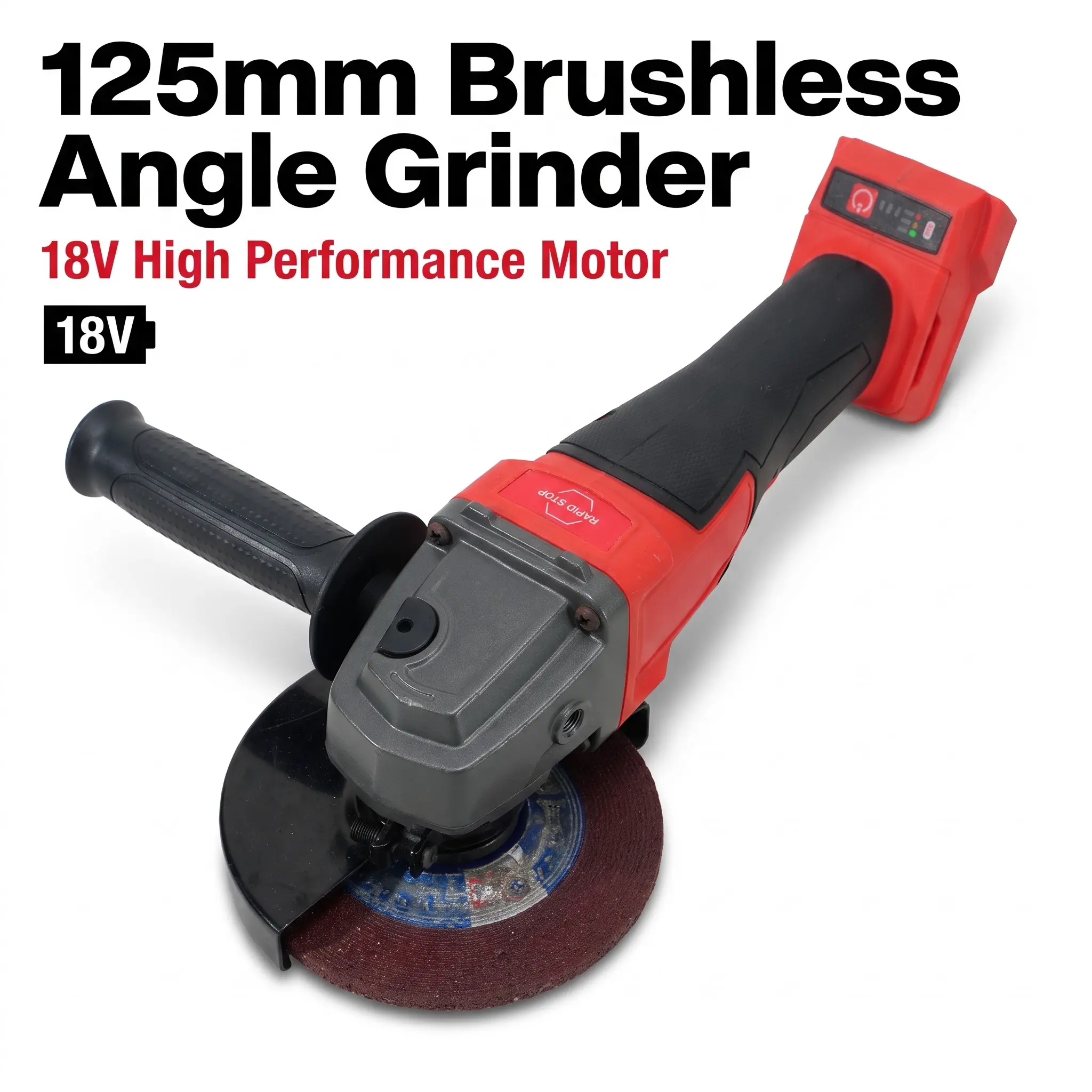 Cordless Brushless Angle Grinder 125mm M14 Spindle 33mm Cut Depth Metal Fabrication Construction Tool