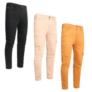 JUNBAOSS Men's 3-Pack Slimfit High-Stretch Dark-Colored Non-Baggy Skinny Jeans - Classic Ripped Frayed-Leg Distressed Tapered Pants with Flex Waist, Pockets for Casual Streetwear, Slimfit Men's Jeans, Non-Baggy Men's Jeans