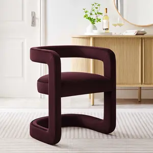 Winslow Barrel Performance Velvet Dining Chair  in Mulberry