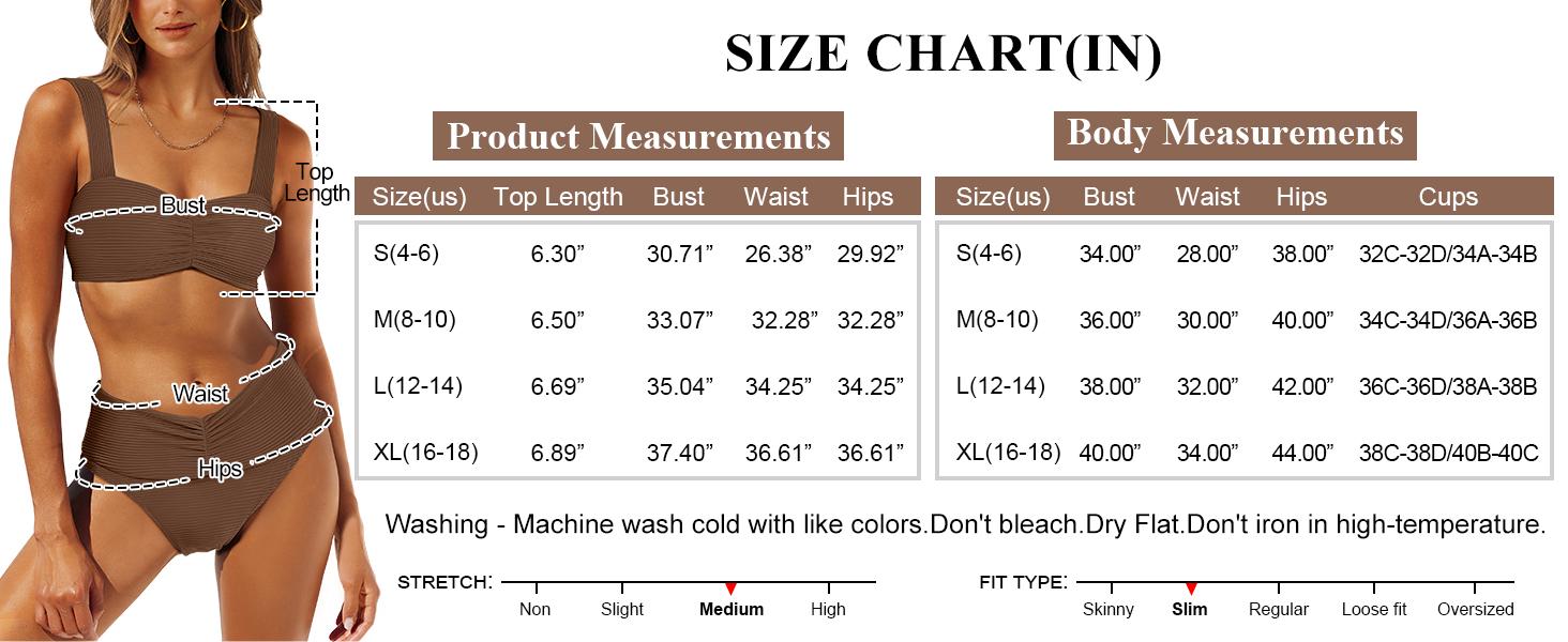 ANRABESS Bathing Suit for Women Tummy Control Bikini Set 2026 Beach Front Ruched Mid Waist Swimsuit with Adjustable Straps SpringStatements