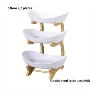 3-Tier Wooden Fruit and Vegetable Basket with Wooden Legs - Versatile Kitchen Organizer for Fruits, Vegetables, and Iced Food - Perfect for Refrigerator Storage, Fruit Basket for Kitchen, Multilayer Shelf, Multifunctional Kitchen Organizers