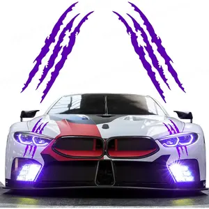 2pcs Monster Claw Marks Headlight Car Sticker Stripes Scratch Decal Vinyl for Sports Cars SUV Pickup Truck Window Motorcycles ect (Purple) blind spot mirror,summervibes