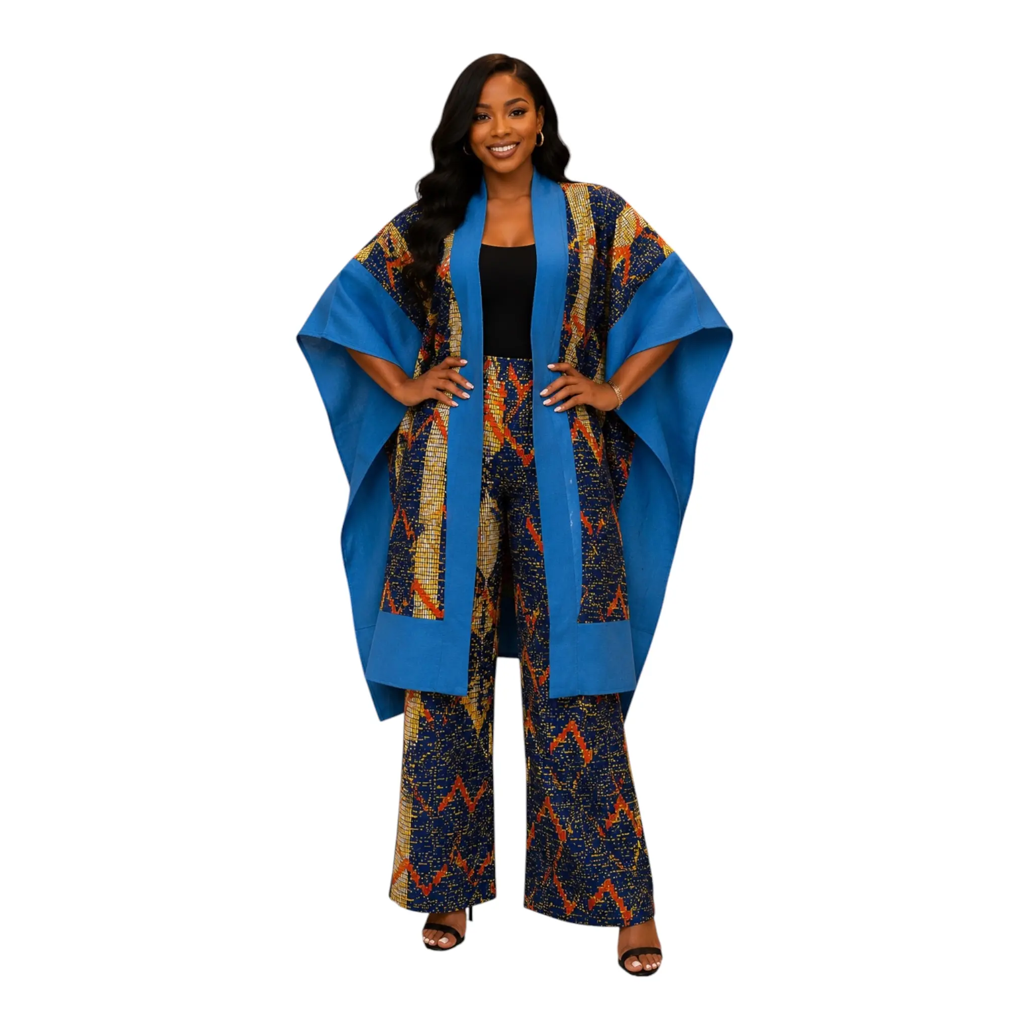 CRZ Ankara and Aso Oke Kimono Jacket With Pant Trouser