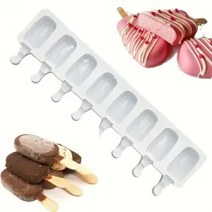 8-Cavity Elliptical Silicone Mold, DIY Chocolate and Ice Cream Maker, Food-Grade Cake Mold, Handmade Tool, Perfect for Baking and Crafting