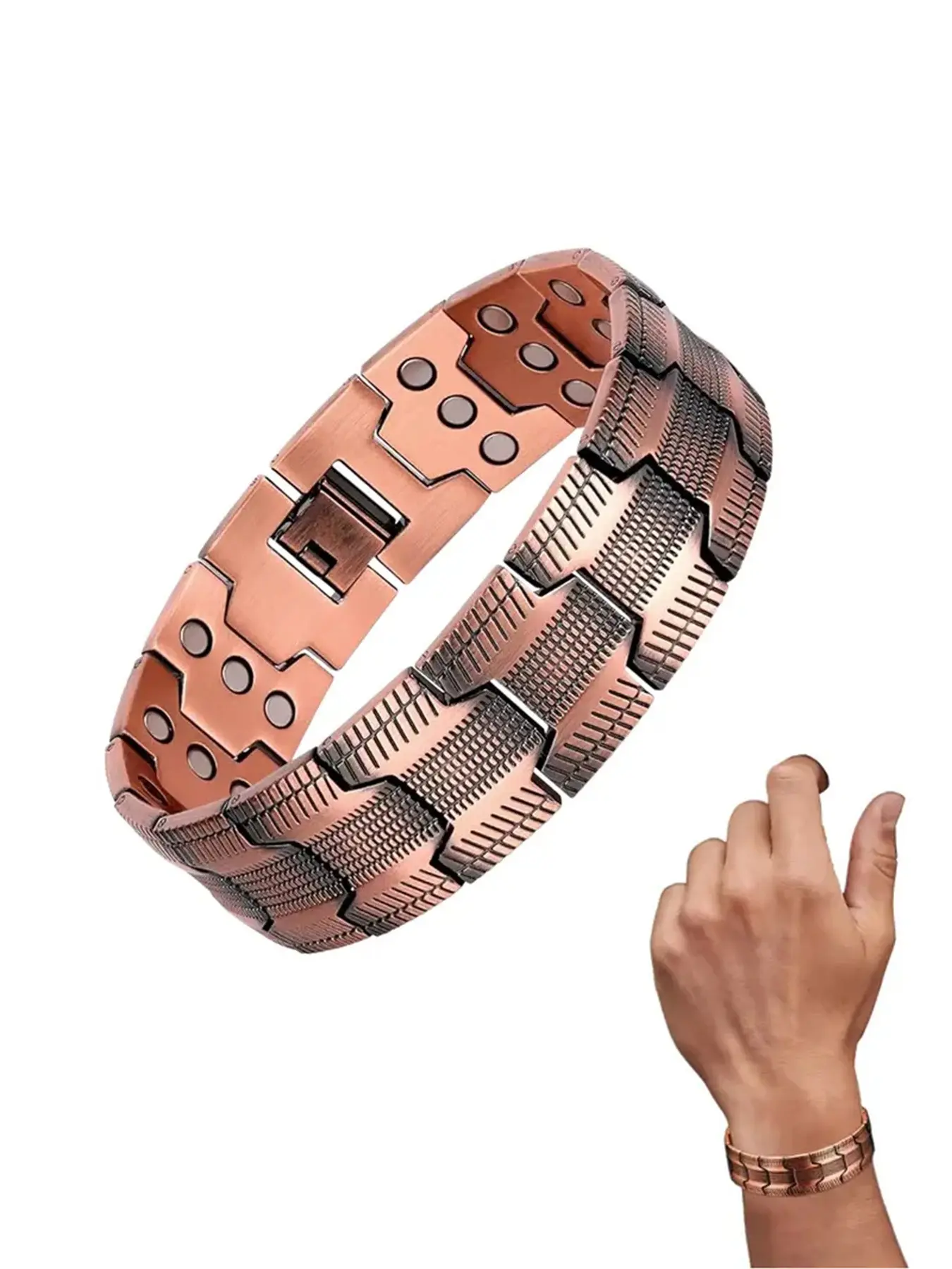 Men's Copper Magnetic Bracelet – Triple Strong Magnets for Joint Pain Relief & Improved Energy Circulation – Adjustable Therapy Bracelet – Perfect Gift for Valentine's Day & Father's Day – Copper Bracelets