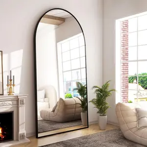 OMNIRA -34x76 inch Wall Mount Arched Full Length Mirror-Aluminum Alloy Frame High Definition-Full Body Mirror for Bedroom or Living Room,Black