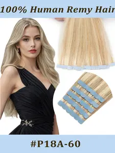 Real Hair Glue Extensions 10pcs Set, Ultra-Thin Invisible Base, Instant Volume Increase, Flat and Comfortable, Multiple Colors Available