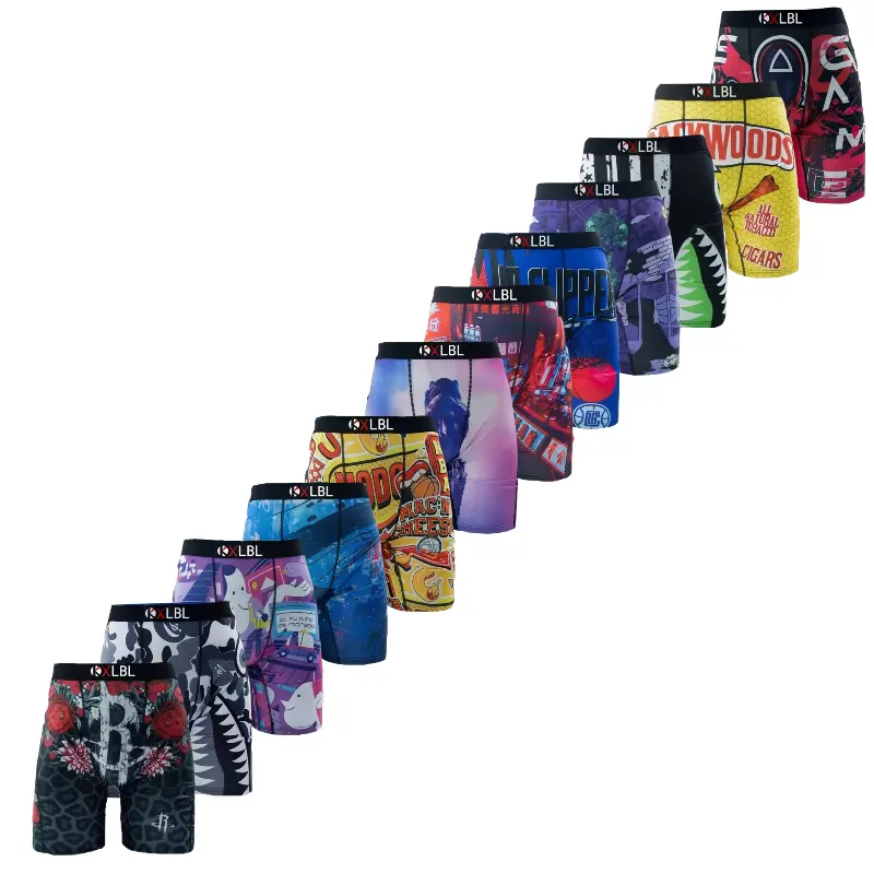 Men's 12-Pack Cotton Stretch Activewear Boxer Briefs - KXLBL Rare Print Edition, Breathable Cotton Fabric, 12-Print Variety, XXXL Plus Size On-Sale Underwear