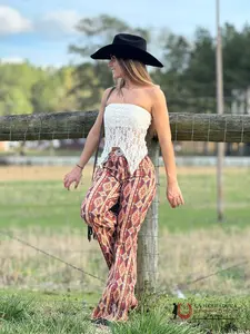 Women's Rock&Roll Wine Aztec Bell Bottom Jeans, Style BW7PD02934