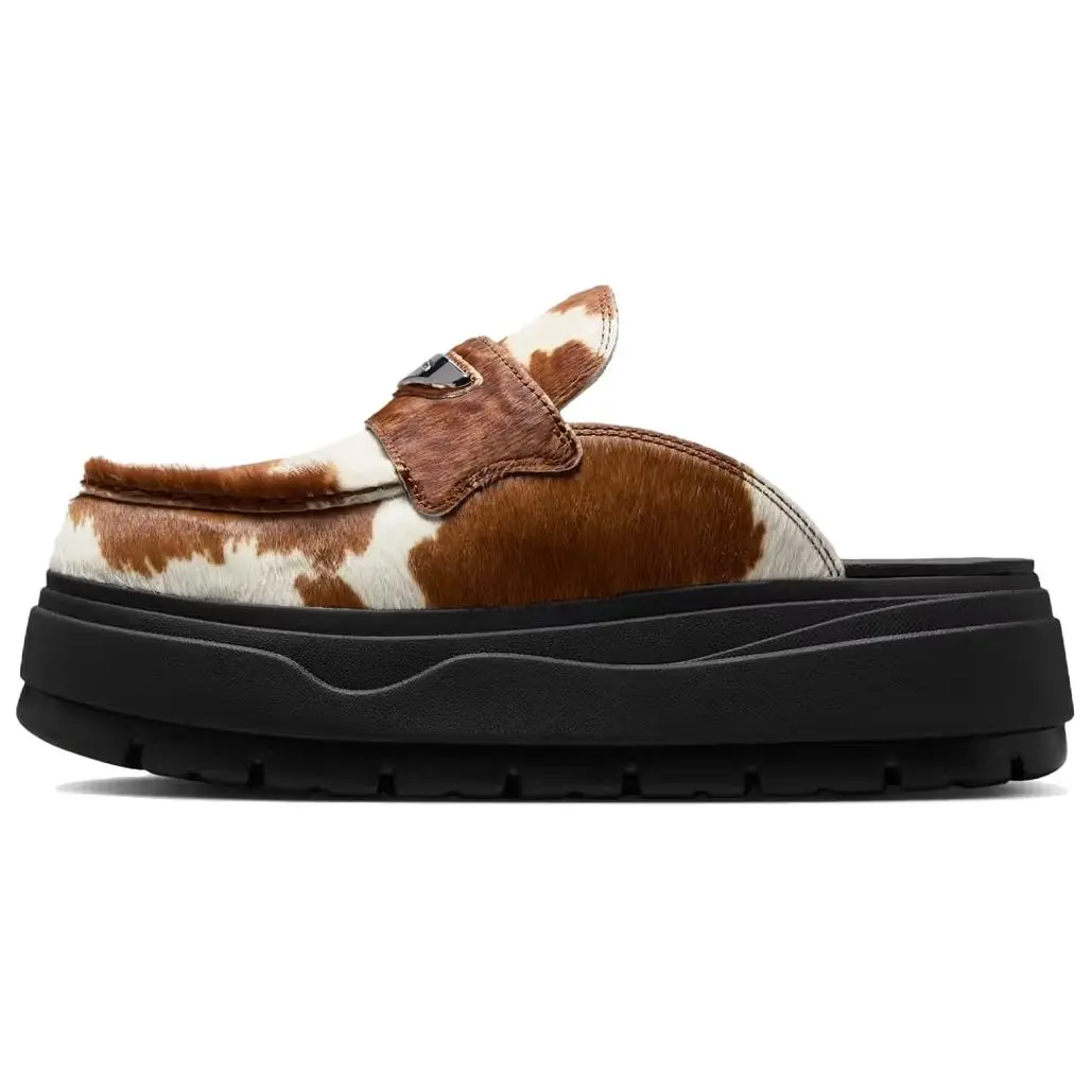Jordan Mule Cow Print Stylish Comfortable Black Baroque Brown Metallic Silver Women's IB1497-001
