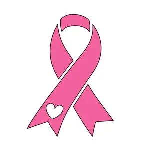 Breast Cancer Ribbon with heart - Decal