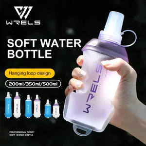 Foldable Sports Soft Water Bottle 200ML/350ML/500ML, Reusable Water Bottles, Hanging Loop, Portable Running Water Bag, Outdoor Hiking Cycling Off-Road