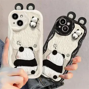 Cartoon 3D Panda Ears Phone Case For Samsung Galaxy S25Ultra S25 S24 S23 Ultra Plus FE A35 A34 A55 A15 A16 A54 A06 A24 cover